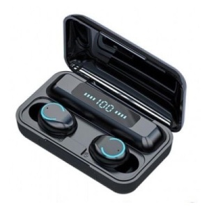 Casti bluetooth EarBuds F9-5, wireless, handsfree, BT 5.0, carcasa cu afisaj LED si capacitate de incarcare telefon 1200mAh, control Touch, incarcare magnetica, compatibil universal, functie reducere zgomot, power bank negru - Img 1