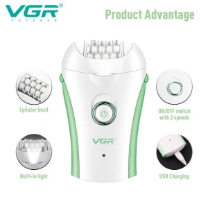 Epilator electric, pentru femei, epilare fata, corp, picioare, subrat, bikini, lavabil, reincarcabil, autonomie 90 min, alb - Img 3