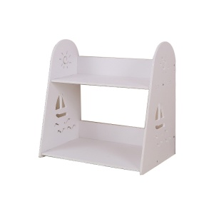 Etajera de birou, de dimensiuni mici, cu 2 compartimente, din MDF, usor de asamblat, alb - Img 3