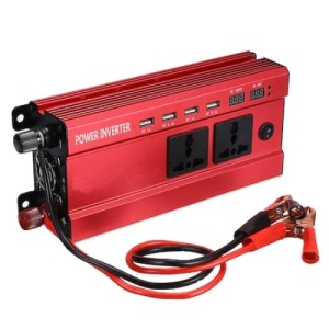 Invertor auto FOXMAG24, 12V, display dublu cu 4 mufe USB, 2 iesiri, 1000W, protectie la supraincarcare, scurtcircuit, supratemperatura, polaritate inversa, rosu - Img 3