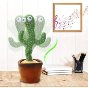 Jucarie interactiva FOXMAG24, Cactus Vorbitor, Danseaza, Imita, Canta, Educativ, 32 cm, cu USB, palarie galbena, verde - Img 4