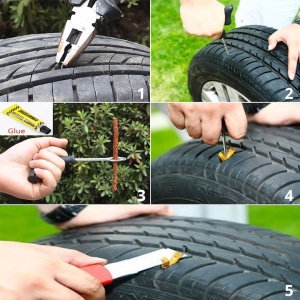 Kit unelte pentru reparartii pana roti auto, cu 6 piese, ergonomic, prindere sigura, universal, din otel si plastic, maro - Img 4