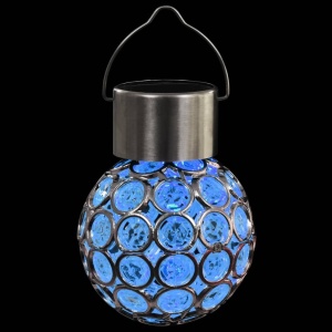 Lampa solara de gradina, cu 8 lumini colorate, cu suport de agatare, comutator ON/OFF, aspect de cristal, rezistenta la apa, alb - Img 3