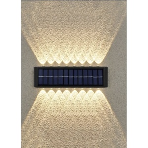Lampa solara de perete, cu iluminare bidirectionala, cu sistem de prindere prin agatare, cu 12 LED-uri, din ABS, rezistenta la apa, negru - Img 2