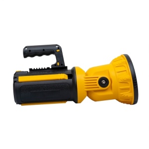 Lanterna tip proiector, cu trepied si maner, 5 moduri de iluminare, din ABS, cap rotativ, incarcare USB, inaltime 39cm, galben/negru - Img 3