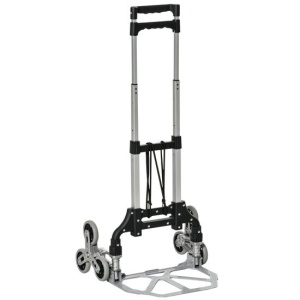 Liza multifunctionala extensibila, pentru carat bagaje si greutati, maxim kg 75, cu 6 roti, din metal, inaltime 63-100 cm, argintiu/negru - Img 1