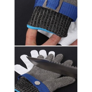 Manusi de protectie, din zale de inox, rezistente la taieturi, intepaturi, ajustabile, unisex, gri - Img 3