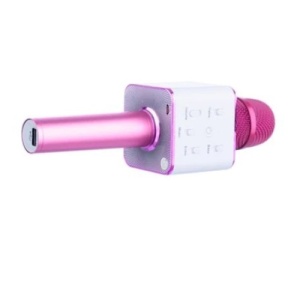 Microfon patrat FOXMAG24 cu boxa incorporata, 3W, iOS, Android, culoarea roz - Img 2