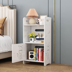 Noptiera pentru dormitor, din MDF, dimeniuni 25 X 50 cm, pentru depozitare si organizare, cu finisaj mat, alb - Img 3