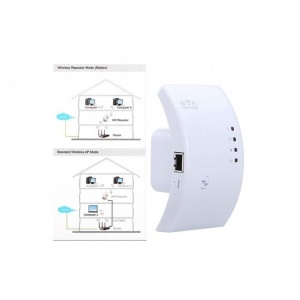 Pachet Amplificator semnal Wireless-N WiFi Repeater, 300 mbps, 220 volti, alb + Bec led Heinner, E27, 7W, 530 lm, A+ - Img 3