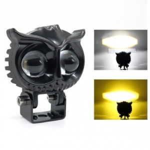 Proiector auto/moto, tip bufnita, cu 2 faze lumina, alba sau galbena, putere 50W, din metal, rezistenta la socuri, negru - Img 3