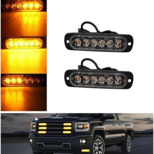 Set 2 Stroboscoape 6 LED FOXMAG24, lumini de avertizare galbene pentru platforma, ATV, Tractor, Jeep, Off Road - Img 4
