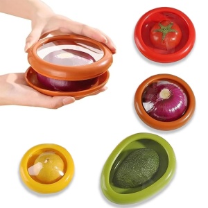 Set 4 cutii alimentare din silicon pentru alimente, reutilizabile, fara BPA, capac transparent, multicolor - Img 1