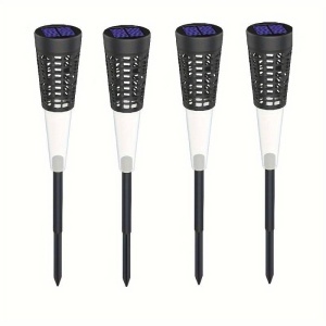 Set 6 lampi solare decorative, pentru gradina, cu fixare tip tarus, lumina calda, pornire/oprire automata, rezistente la apa, din ABS, negru - Img 1