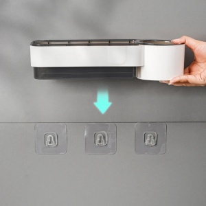 Suport pentru uscatorul de par, autoadeziv, dimensiuni 30.5 x 9.6 x 7 cm, din plastic, greutate maxima suportata, 5 kg, alb - Img 3