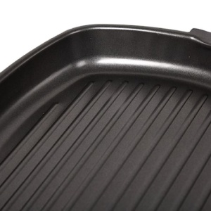 Tigaie tip grill, cu capac din sticla termorezistenta, dimensiuni 28x28 cm, cu maner din lemn, negru - Img 2