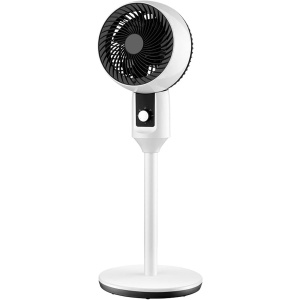 Ventilator cu picior, cu baza rotunda stabila, silentios, oscilant, reglabil pe inaltime, portabil, telescopic, alb/negru - Img 1