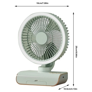 Ventilator portabil, cu lumina LED, din ABS, oscilanat, cu 3 viteze, incarcare USB, grila de siguranta, gri/alb - Img 3