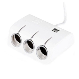 Adaptor pentru masina FOXMAG24, 3 prize si 2 porturi USB, 12/24V, alb - Img 2
