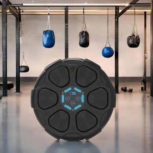 Aparat de Box Interactiv cu Bluetooth pentru Antrenament Acasa pentru adulti si copii, display pentru monitorizarea loviturilor, Iluminare LED a zonei de lovire, cu sistem de fixare in perete, negru - Img 3