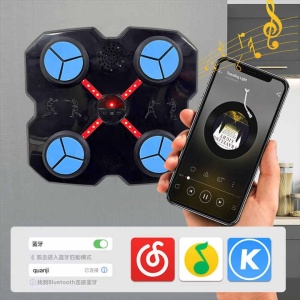 Aparat de box muzical cu tinta pentru lovituri cu Bluetooth, interactiv, iluminare LED, negru, 100x30cm - Img 4