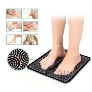 Aparat masaj picioare, cu vibratii, tip covoras, incarcare USB, ecran LED, alb/negru - Img 3