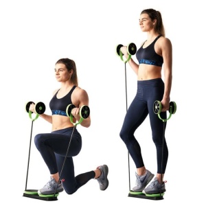 Aparat multifunctional pentru exercitii fitness cardio, modelare musculara, discuri rotative, verde/negru - Img 4