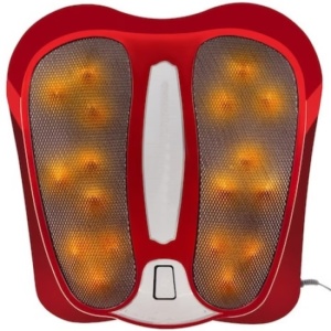 Aparat pentru masajul picioarelor, cu functie de incalzire si infrarosu, masaj cu vibratii, elimina durerile de picioare, dimensiuni 36x32x8 cm, rosu - Img 1