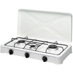 Aragaz cu 3 Ochi FOXMAG24, Tip Plita, Cu Capac, Tabla Emailata, Robinet de Gaz cu Siguranta, 2300W/1600W/900w, Consum 0,380 kg/h, 30 mbar, Alb - Img 1