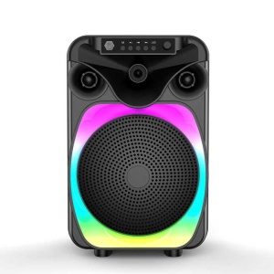 Boxa portabila cu lumini RGB, putere 10-30W, MP3, USB, bluetooth, TF, slot microfon, karaoke, acumulator, negru - Img 1