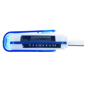 Cititor USB 2.0 pentru carduri de memorie MicroSD, SDHC, M2, MMC, cu capac rotativ, albastru - Img 3