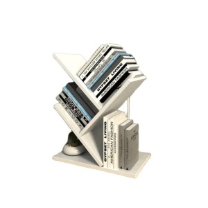 Etajera pentru carti, dimensiuni 40x16x30cm, cu 4 compartimente, din MDF, usor de asamblat, alb - Img 1