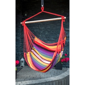 Hamac tip leagan, dimensiuni 100x100cm, cu manere solide, material robust si franghii puternice, usor de asamblat, multicolor - Img 2