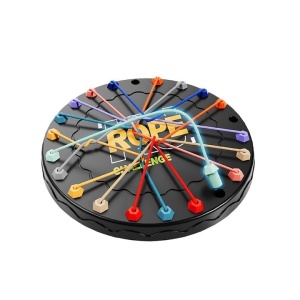 Joc de descalcit pentru copii, cu 3 niveluri de dificultate, franghii colorate, dezvolta atentia si concentrarea, din plastic, negru/multicolor - Img 1