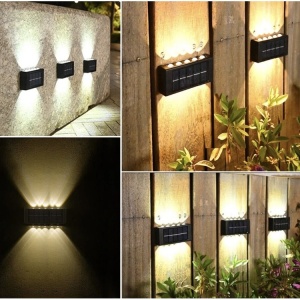 Lampa solara de perete, cu iluminare bidirectionala, cu sistem de prindere prin agatare, cu 12 LED-uri, din ABS, rezistenta la apa, negru - Img 3