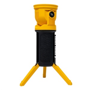 Lanterna tip proiector, cu trepied si maner, 5 moduri de iluminare, din ABS, cap rotativ, incarcare USB, inaltime 39cm, galben/negru - Img 4