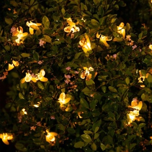 Lumini de gradina cu incarcare solara, model albinute, rezistent la apa, lungime 5m, 20 LED-uri, lumina calda, negru - Img 3