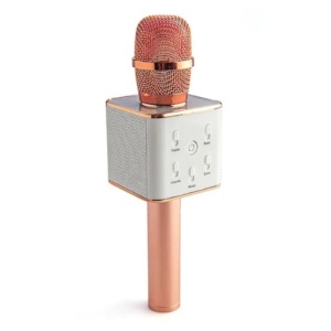 Microfon Karaoke Wireless FOXMAG24, cu Bluetooth si boxa inclusa, autonomie 3-5h, Rose Gold - Img 3