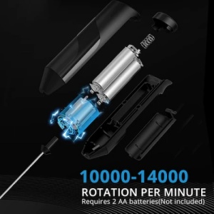Mixer vertical pentru spuma de lapte, electric, ideal pentru cappuccino, caffe latte, ciocolata calda, negru - Img 2