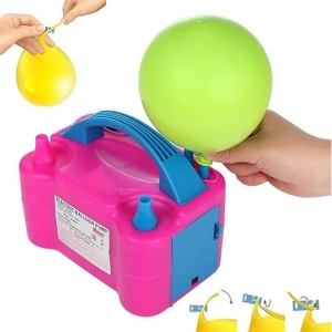 Pompa compresor pentru umflat baloane, putere 600 W, dimensiuni 20 x 15 x 12 cm, volumul de aer 750 L / min, electric, roz - Img 2