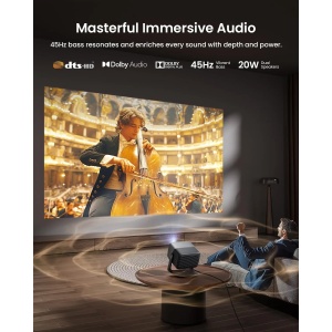 Proiector Portabil HD 4K – Focalizare Automata, Corectie Keystone, Suport Rotativ 180°, Wi-Fi, 1280x720P, 200 ANSI, Telecomanda, Multimedia/ Netflix, Youtube, hbo spotify/ Home Cinema & Exterior - Img 3