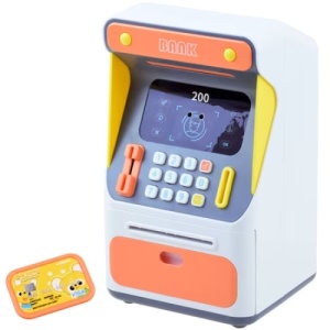 Pusculita ATM pentru copii, cu functie de sunet si lumini, cu card de credit din plastic inclus, cu senzor de miscare, alb - Img 4