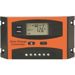 Regulator solar, FOXMAG24, 30A, 13,8 V/27,6 V, 12v/24V, LCD, portocaliu - Img 1