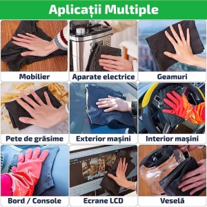 Set 10 lavete magice pentru curatare fara urme, zgarieturi sau scame, multifunctionala, pentru geamuri, bucatarie, baie, din microfibra, dimensiuni 30X30 cm, gri - Img 4