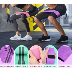 Set 3 benzi elastice pentru fitness, cu 3 niveluri de rezistenta, confectionate din material textil - Img 3