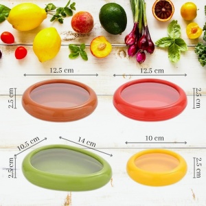 Set 4 cutii alimentare din silicon pentru alimente, reutilizabile, fara BPA, capac transparent, multicolor - Img 2