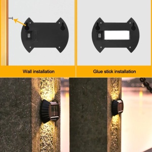 Set 4 Lampi solare de perete, FOXMAG24, lumina calda, cu acumulator, 2 LED-uri - Img 4