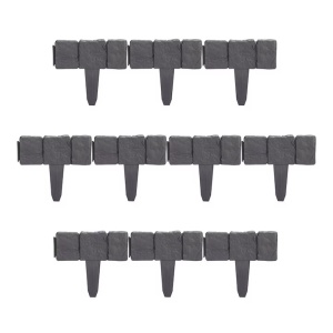 Set de borduri pentru gradina, cu 10 piese, dimensiuni 23 x 25 x 2 cm, cu aspect de piatra, flexibile, gri - Img 1