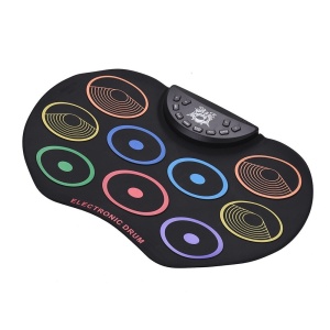 Set Tobe electronice digitale din Silicon cu pedale de picior, USB 9 USB 9 Padu-ri de tobe colorate, Negru - Img 2