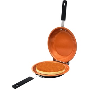 Tigaie dubla pentru clatite FOXMAG24, antiaderenta, manere reci, crem, 20 cm - Img 1